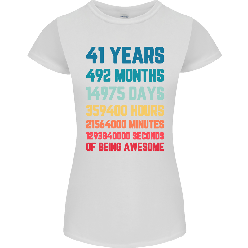 41st Birthday 41 Year Old Womens Petite Cut T-Shirt White