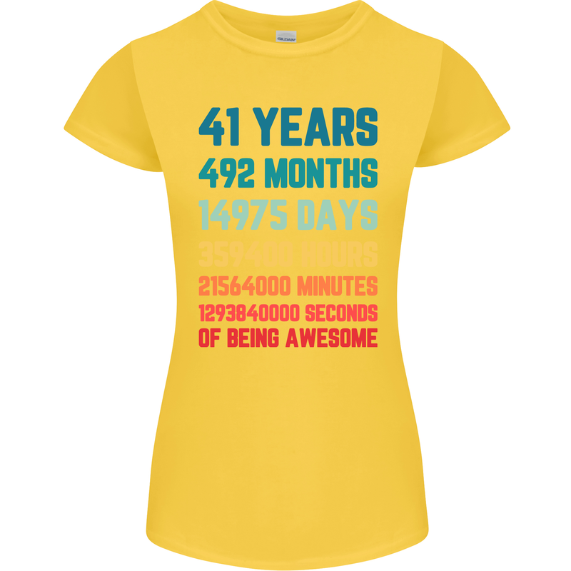 41st Birthday 41 Year Old Womens Petite Cut T-Shirt Yellow