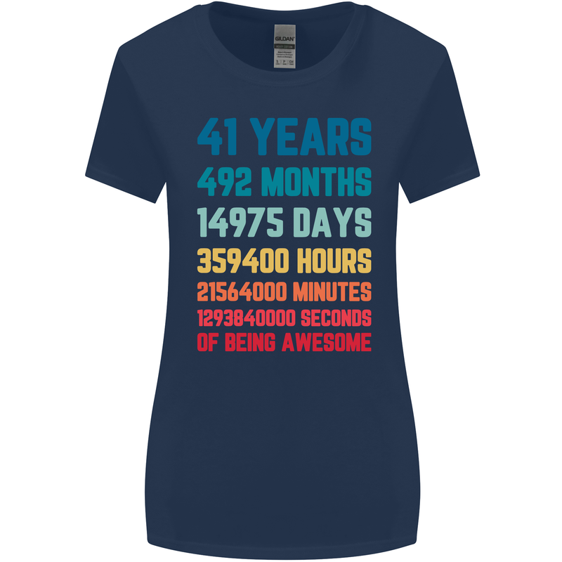 41st Birthday 41 Year Old Womens Wider Cut T-Shirt Navy Blue