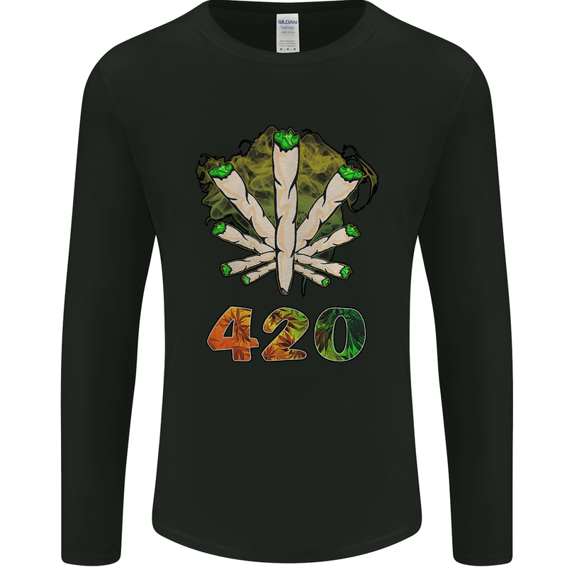 420 Herb Marijuana Weed Drugs Cannabis Mens Long Sleeve T-Shirt Black