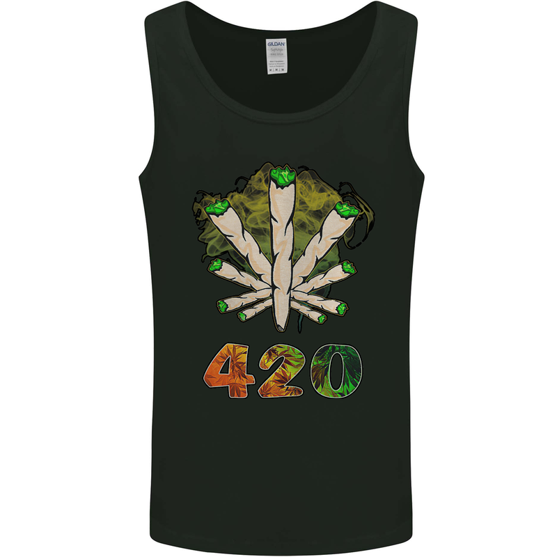 420 Herb Marijuana Weed Drugs Cannabis Mens Vest Tank Top Black