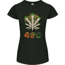 420 Herb Marijuana Weed Drugs Cannabis Womens Petite Cut T-Shirt Black