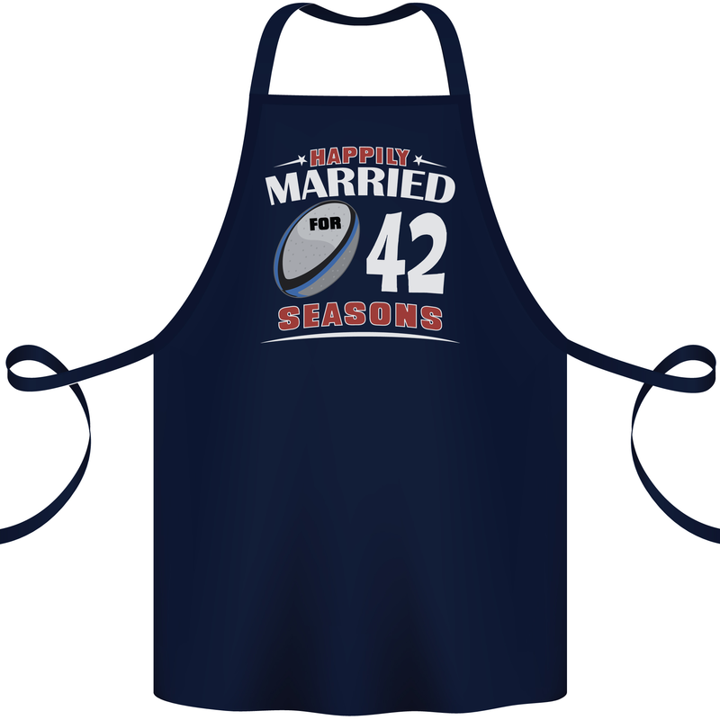 42 Year Wedding Anniversary 42nd Rugby Cotton Apron 100% Organic Navy Blue