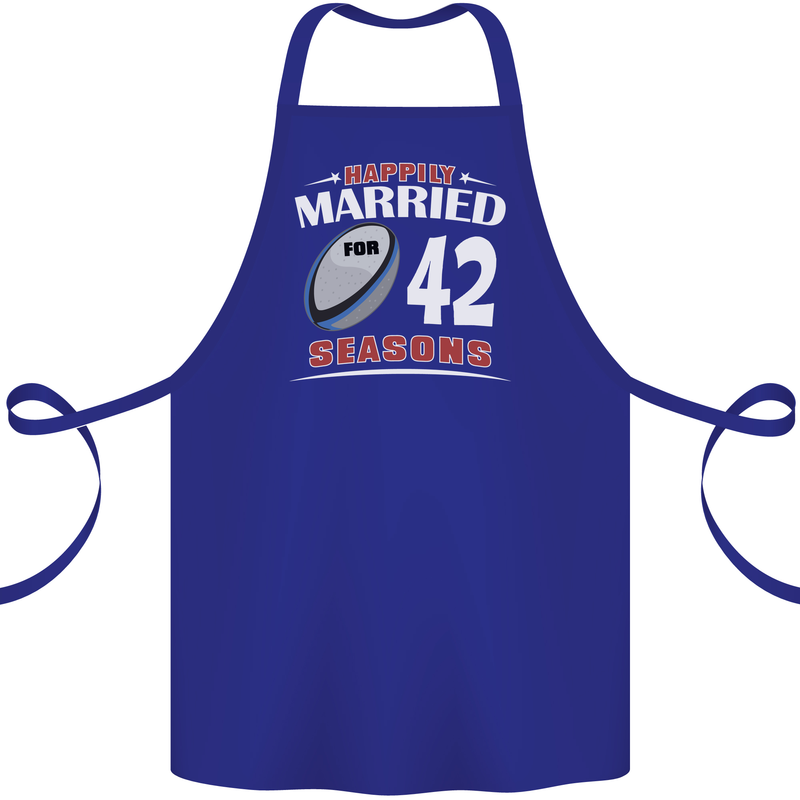 42 Year Wedding Anniversary 42nd Rugby Cotton Apron 100% Organic Royal Blue