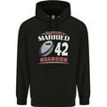 42 Year Wedding Anniversary 42nd Rugby Mens 80% Cotton Hoodie Black