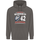 42 Year Wedding Anniversary 42nd Rugby Mens 80% Cotton Hoodie Charcoal
