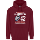 42 Year Wedding Anniversary 42nd Rugby Mens 80% Cotton Hoodie Maroon