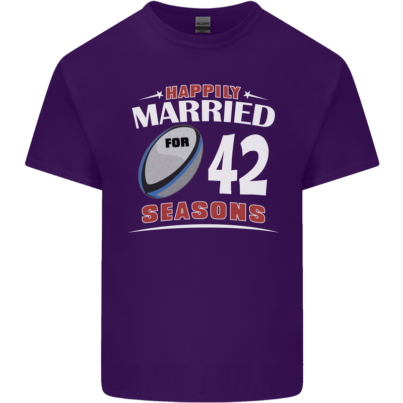 42 Year Wedding Anniversary 42nd Rugby Mens Cotton T-Shirt Tee Top Purple