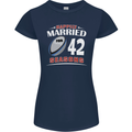 42 Year Wedding Anniversary 42nd Rugby Womens Petite Cut T-Shirt Navy Blue