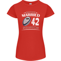 42 Year Wedding Anniversary 42nd Rugby Womens Petite Cut T-Shirt Red