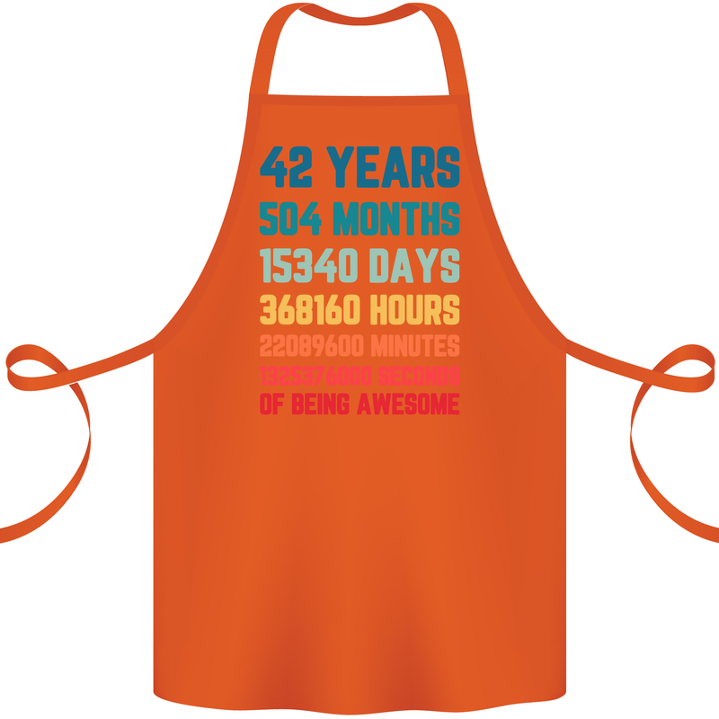42nd Birthday 42 Year Old Cotton Apron 100% Organic Orange