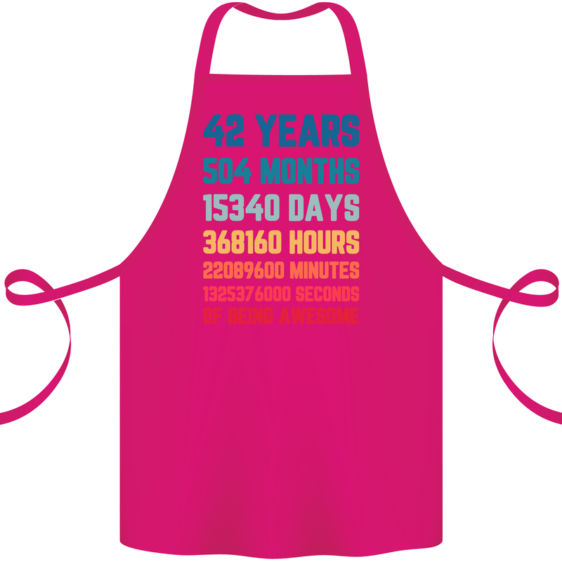 42nd Birthday 42 Year Old Cotton Apron 100% Organic Pink