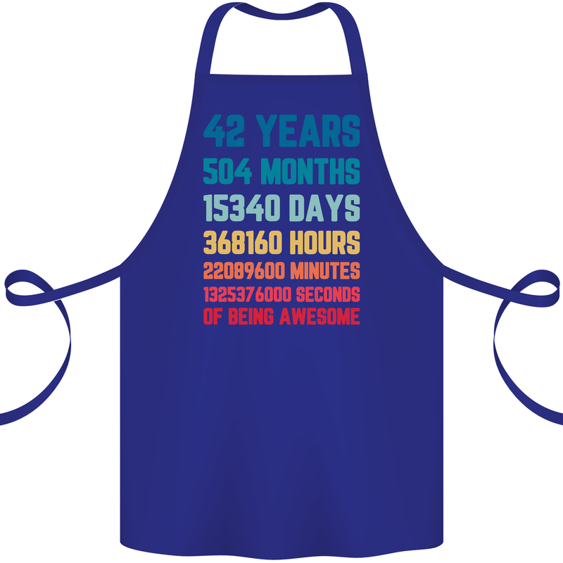 42nd Birthday 42 Year Old Cotton Apron 100% Organic Royal Blue