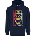 42nd Birthday 42 Year Old Level Up Gamming Mens 80% Cotton Hoodie Navy Blue