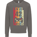 42nd Birthday 42 Year Old Level Up Gamming Mens Sweatshirt Jumper Charcoal