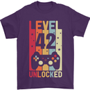 42nd Birthday 42 Year Old Level Up Gamming Mens T-Shirt 100% Cotton Purple