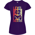 42nd Birthday 42 Year Old Level Up Gamming Womens Petite Cut T-Shirt Purple