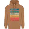 42nd Birthday 42 Year Old Mens 80% Cotton Hoodie Caramel Latte