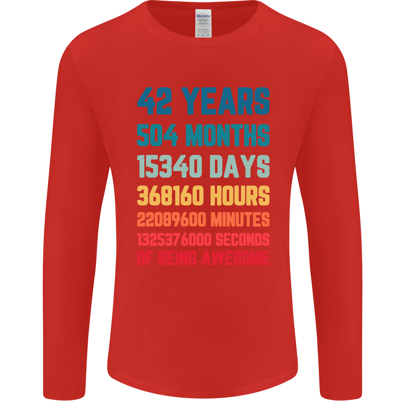 42nd Birthday 42 Year Old Mens Long Sleeve T-Shirt Red