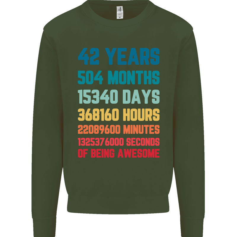 42nd Birthday 42 Year Old Mens Sweatshirt Jumper Forest Green