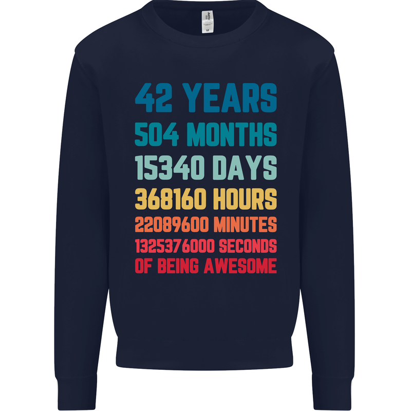 42nd Birthday 42 Year Old Mens Sweatshirt Jumper Navy Blue