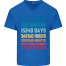 42nd Birthday 42 Year Old Mens V-Neck Cotton T-Shirt Royal Blue