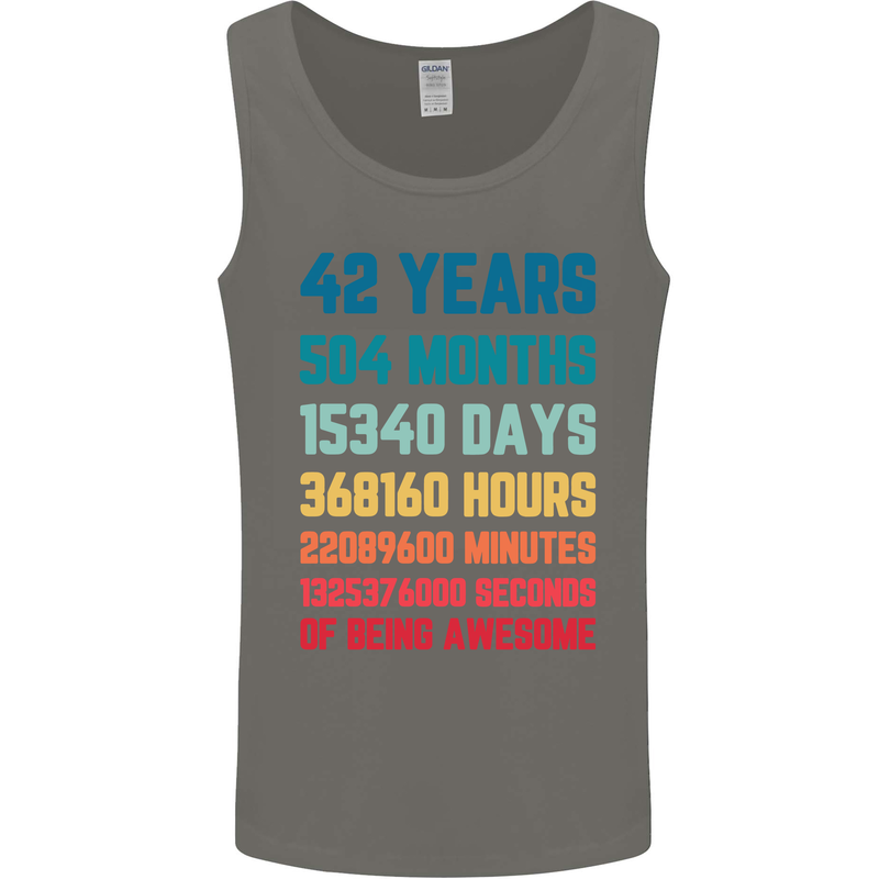 42nd Birthday 42 Year Old Mens Vest Tank Top Charcoal