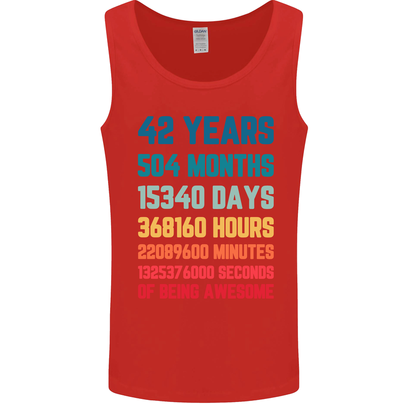 42nd Birthday 42 Year Old Mens Vest Tank Top Red