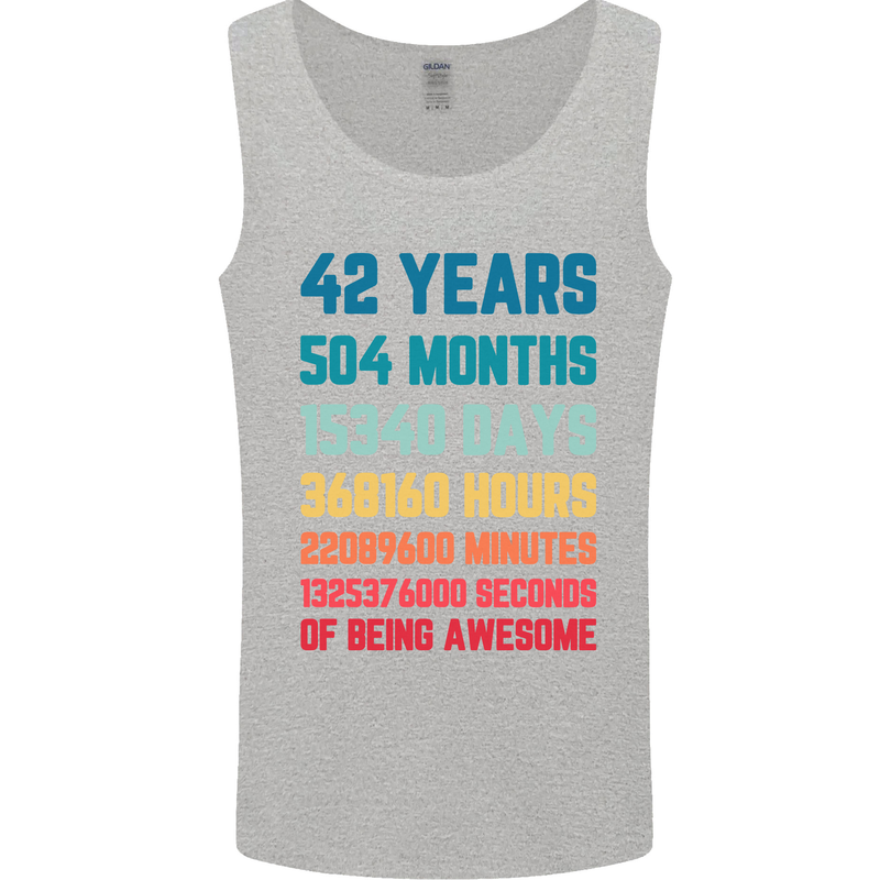 42nd Birthday 42 Year Old Mens Vest Tank Top Sports Grey