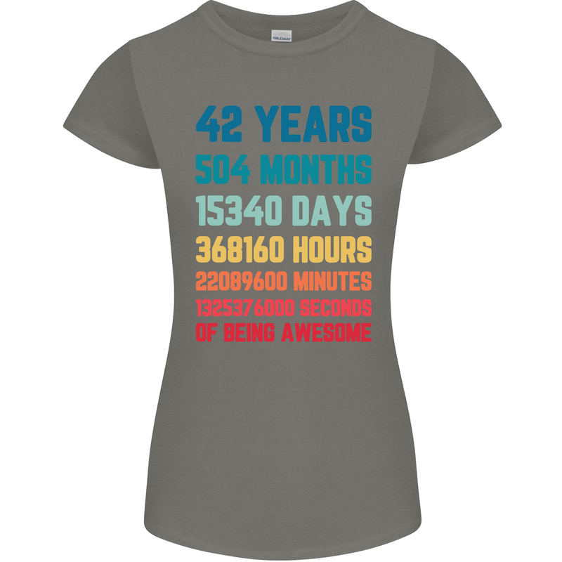 42nd Birthday 42 Year Old Womens Petite Cut T-Shirt Charcoal