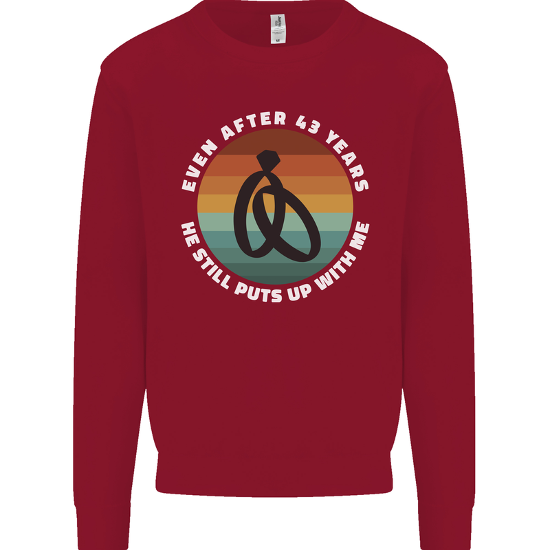 43 Year Wedding Anniversary 43rd Marriage Mens Sweatshirt Jumper Red