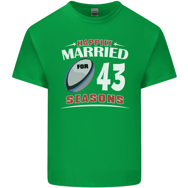 43 Year Wedding Anniversary 43rd Rugby Mens Cotton T-Shirt Tee Top Irish Green