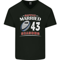 43 Year Wedding Anniversary 43rd Rugby Mens V-Neck Cotton T-Shirt Black