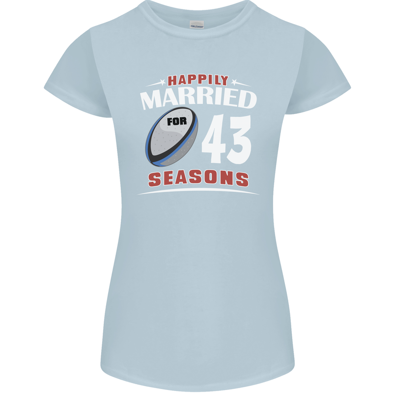 43 Year Wedding Anniversary 43rd Rugby Womens Petite Cut T-Shirt Light Blue