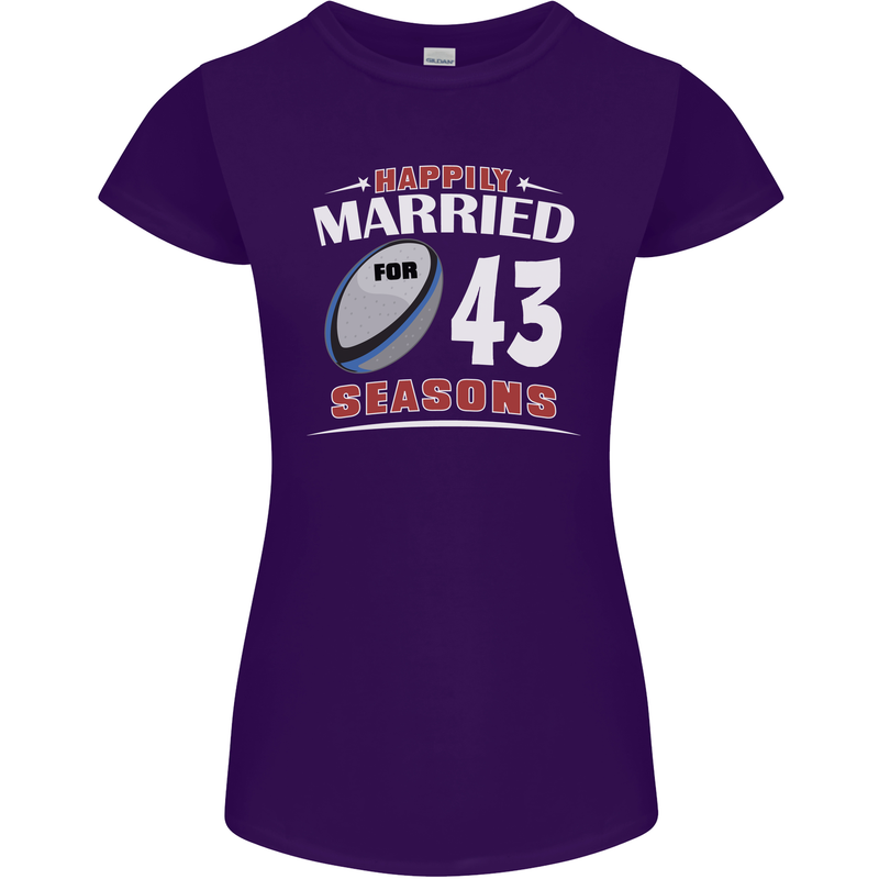 43 Year Wedding Anniversary 43rd Rugby Womens Petite Cut T-Shirt Purple