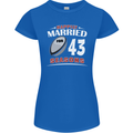 43 Year Wedding Anniversary 43rd Rugby Womens Petite Cut T-Shirt Royal Blue