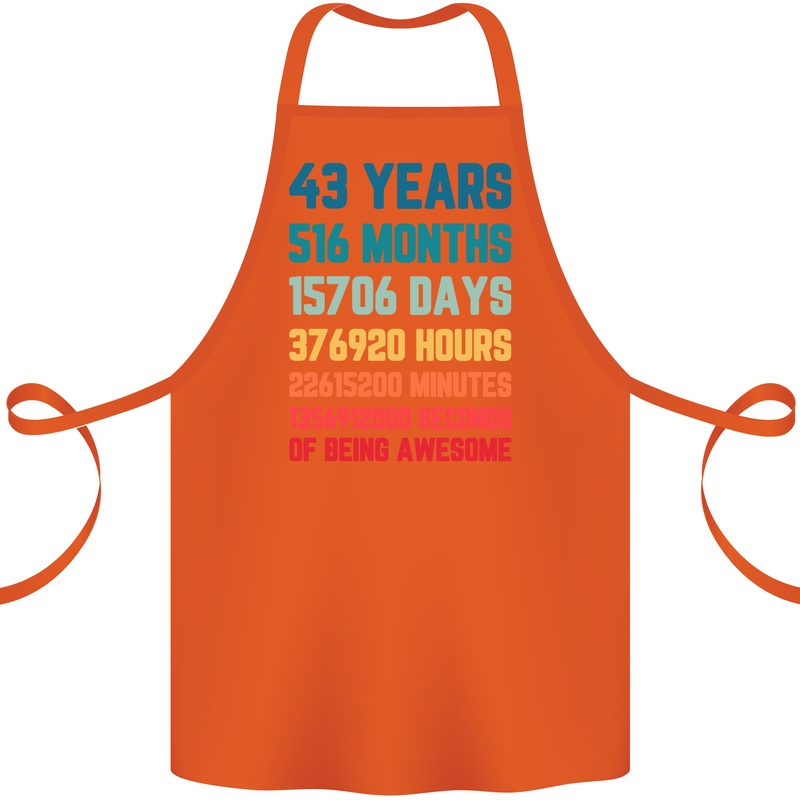 43rd Birthday 43 Year Old Cotton Apron 100% Organic Orange