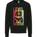 43rd Birthday 43 Year Old Level Up Gamming Mens Sweatshirt Jumper Black