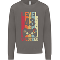 43rd Birthday 43 Year Old Level Up Gamming Mens Sweatshirt Jumper Charcoal