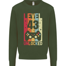 43rd Birthday 43 Year Old Level Up Gamming Mens Sweatshirt Jumper Forest Green
