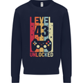 43rd Birthday 43 Year Old Level Up Gamming Mens Sweatshirt Jumper Navy Blue