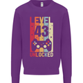 43rd Birthday 43 Year Old Level Up Gamming Mens Sweatshirt Jumper Purple