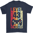 43rd Birthday 43 Year Old Level Up Gamming Mens T-Shirt 100% Cotton Navy Blue