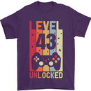 43rd Birthday 43 Year Old Level Up Gamming Mens T-Shirt 100% Cotton Purple