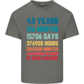 43rd Birthday 43 Year Old Mens Cotton T-Shirt Tee Top Charcoal