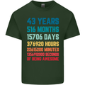 43rd Birthday 43 Year Old Mens Cotton T-Shirt Tee Top Forest Green
