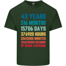 43rd Birthday 43 Year Old Mens Cotton T-Shirt Tee Top Forest Green