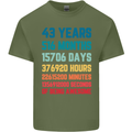 43rd Birthday 43 Year Old Mens Cotton T-Shirt Tee Top Military Green