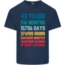 43rd Birthday 43 Year Old Mens Cotton T-Shirt Tee Top Navy Blue