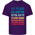 43rd Birthday 43 Year Old Mens Cotton T-Shirt Tee Top Purple